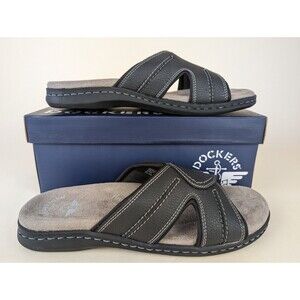 Dockers Sandals Mens 12 Sunland Slides Black Memory Foam Open Toe Shoes NEW